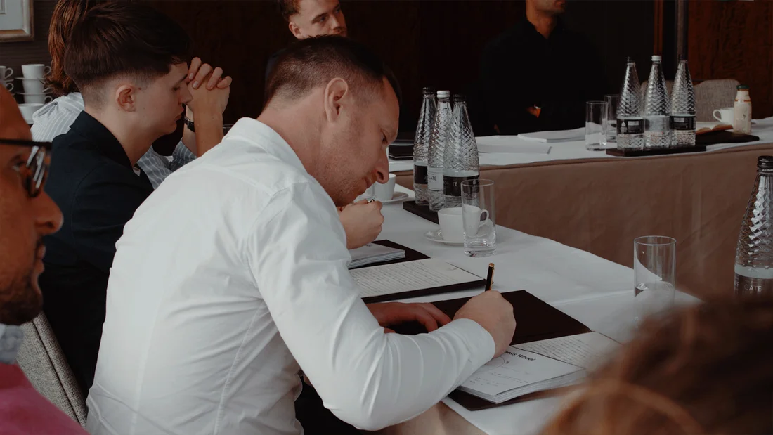 Business owners working through Keystone learning materials at the Shard